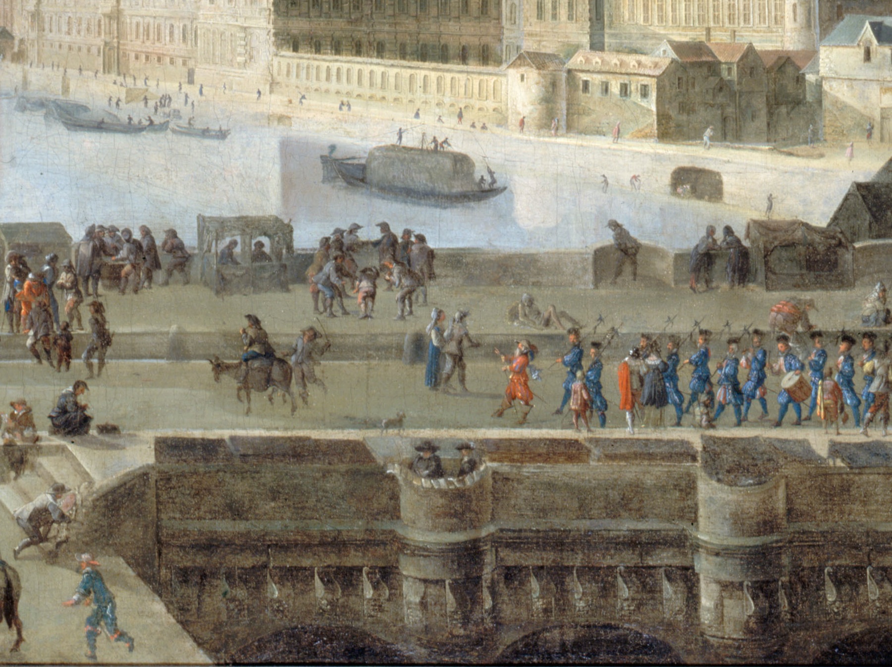 LE PONT-NEUF VU DE L'ENTREE DE LA PLACE DAUPHINE, L'HOTEL DE NEVERS, LA TOUR DE NESLE, LA GRANDE GALERIE ET LE LOUVRE, LA POMPE DE LA SAMARITAINE