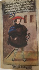 4 April, 1516, in the French manner. The gown with velvet, the doublet silk satin. This was taken from me ... by Gascon men.