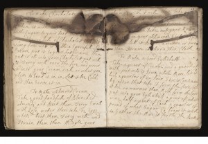Epicentre of the burn in Wellcome MS 4051. (Thanks to archivist Helen Wakely who told me about this book!) Credit: Wellcome Library, London.