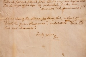 Poe's instruction to his publisher revising The Raven