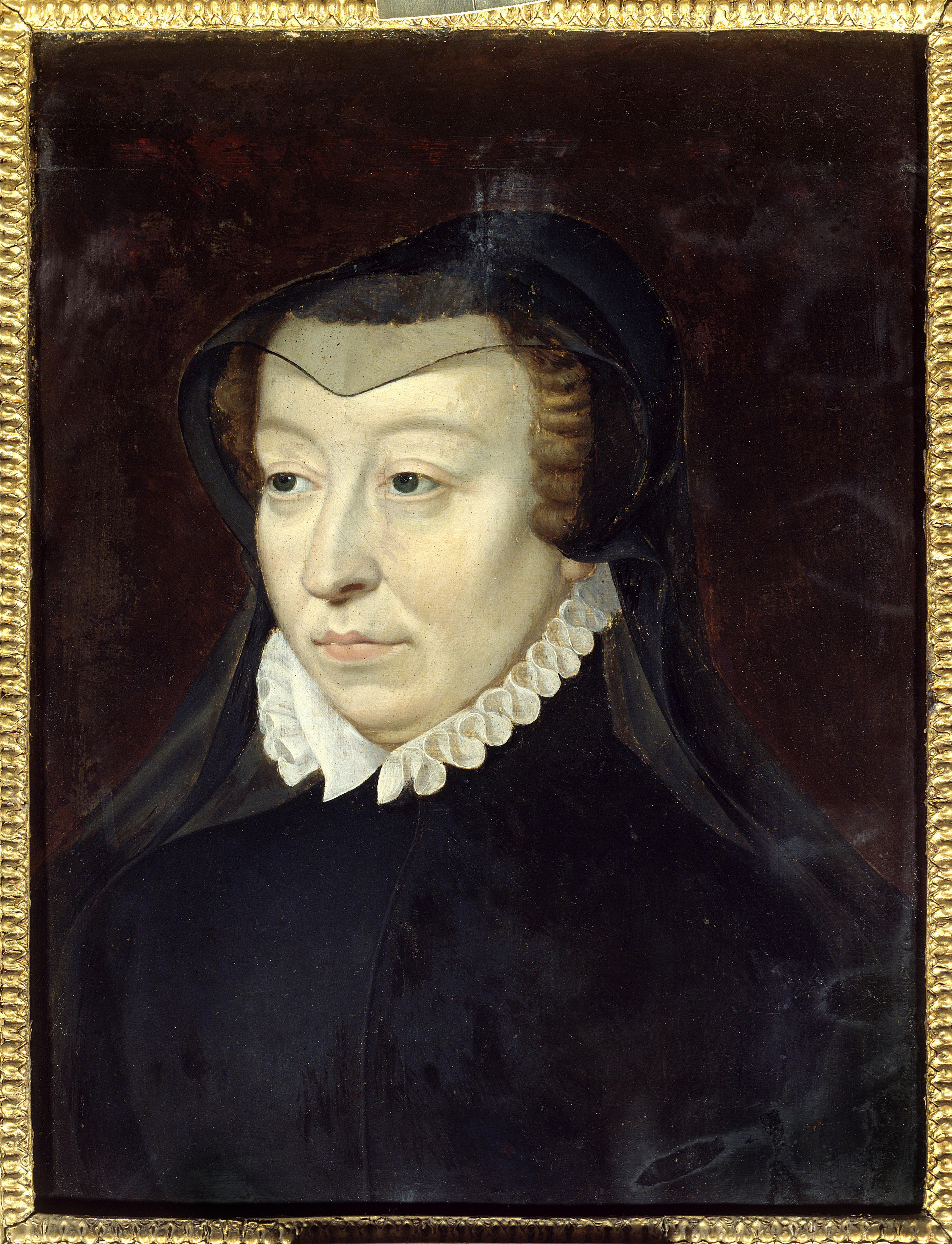 "Portrait de Catherine de Medicis (1519-1589), reine de France" Peinture d'apres Francois Clouet (vers 1515-1572) Dim. 0,33x0,24 m 16eme siecle Chantilly, musee Conde ©Photo Josse/Leemage