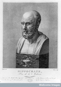 L0013120 Engraving: marble bust of Hippocrates; by Credit: Wellcome Library, London. Wellcome Images images@wellcome.ac.uk http://wellcomeimages.org HIPPOCRATES {460?-377? B.C.} Engraving: marble bust of Hippocrates; by A. M cou after Vauthier after a statue in the Louvre, n.d. Published: - Copyrighted work available under Creative Commons Attribution only licence CC BY 4.0 http://creativecommons.org/licenses/by/4.0/