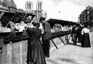 Shopping at the bouquinistes in 1900.