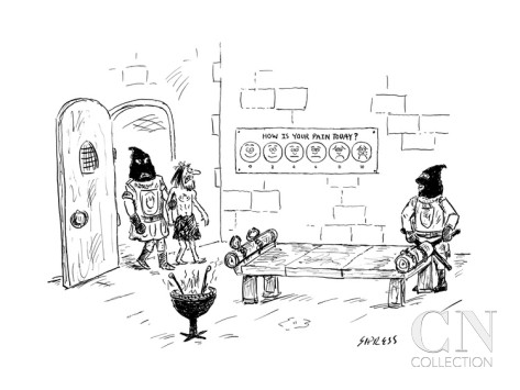 david-sipress-a-man-enters-a-medieval-torture-chamber-to-see-a-smiley-face-chart-that-as-new-yorker-cartoon