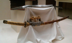 An ornate samurai sword in the collection of the British Museum. Photo by Andres Rueda, via Wikimedia Commons.